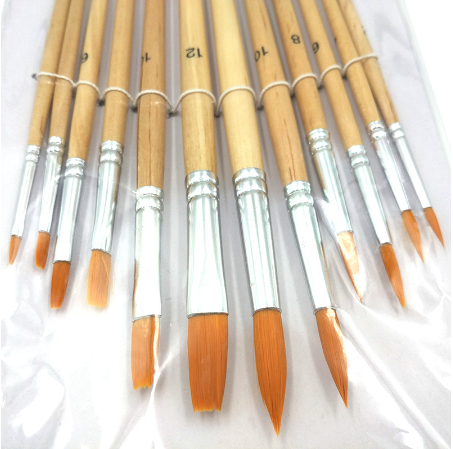 12 nylon hair watercolor brushes 6 pointed 6 flat gouache brushes 12 nylon hair watercolor brushes 6 pointed 6 flat gouache brushes
